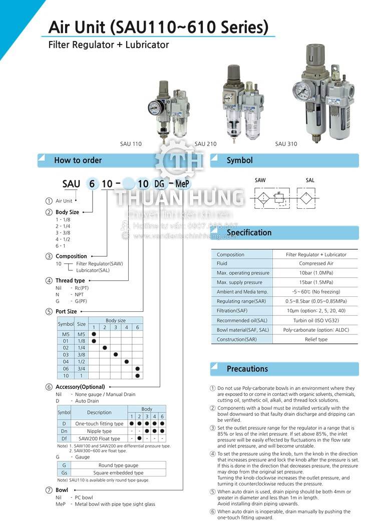 Thông số kỹ thuật và tính năng của bộ lọc khí nén đôi SKP SAU6010