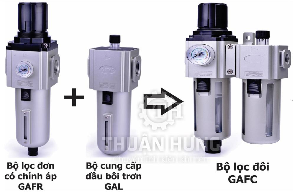 Cấu tạo bộ lọc khí nén AIRTAC GAFC200 - GAFC300 - GAFC400 - GAFC600