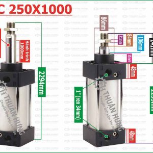 Thông số kích thước Xi lanh khí nén Airtac SC250x1000