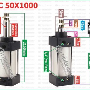 Thông số kích thước piston khí nén Airtac SC50x1000