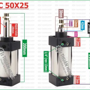 Thông số kích thước piston khí nén Airtac SC50x25