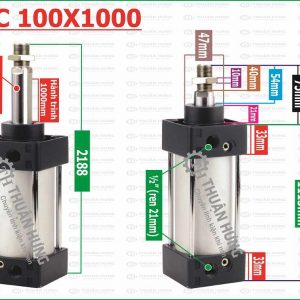 Thông số kích thước Ben hơi khí nén Airtac SC100x1000