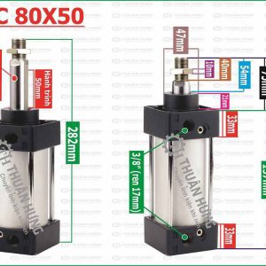 Thông số kích thước Xi lanh đế vuông khí nén Airtac SC80x50