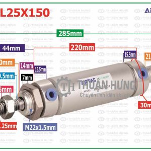 Thông số kích thước ben hơi khí nén AIRTAC MBL25x150