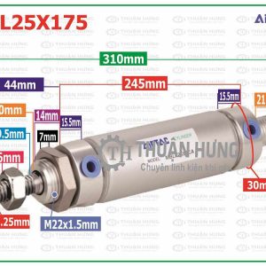 Thông số kích thước ben hơi khí nén AIRTAC MBL25x175