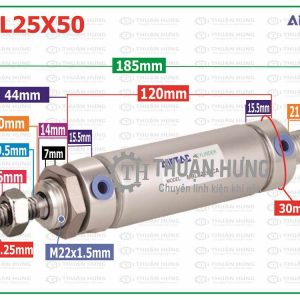 Thông số kích thước ben hơi khí nén AIRTAC MBL25x50