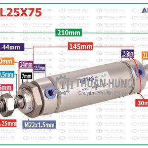 Thông số kích thước ben hơi khí nén AIRTAC MBL25x75