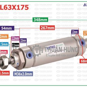 Thông số kích thước ben hơi khí nén AIRTAC MBL63x175