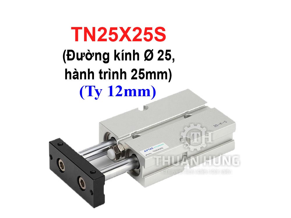 Xi lanh khí nén Airtac TN25x25S (ben hơi 2 ty phi 25mm x hành trình 25mm)