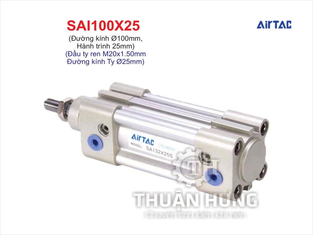 Ben Hơi Khí Nén AIRTAC SAI100x25 (Đường Kính 100mm x Hành Trình 25mm)