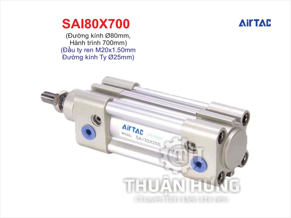 Xi Lanh Khí Nén AIRTAC SAI80x700 (Đường Kính 80mm x Hành Trình 700mm)