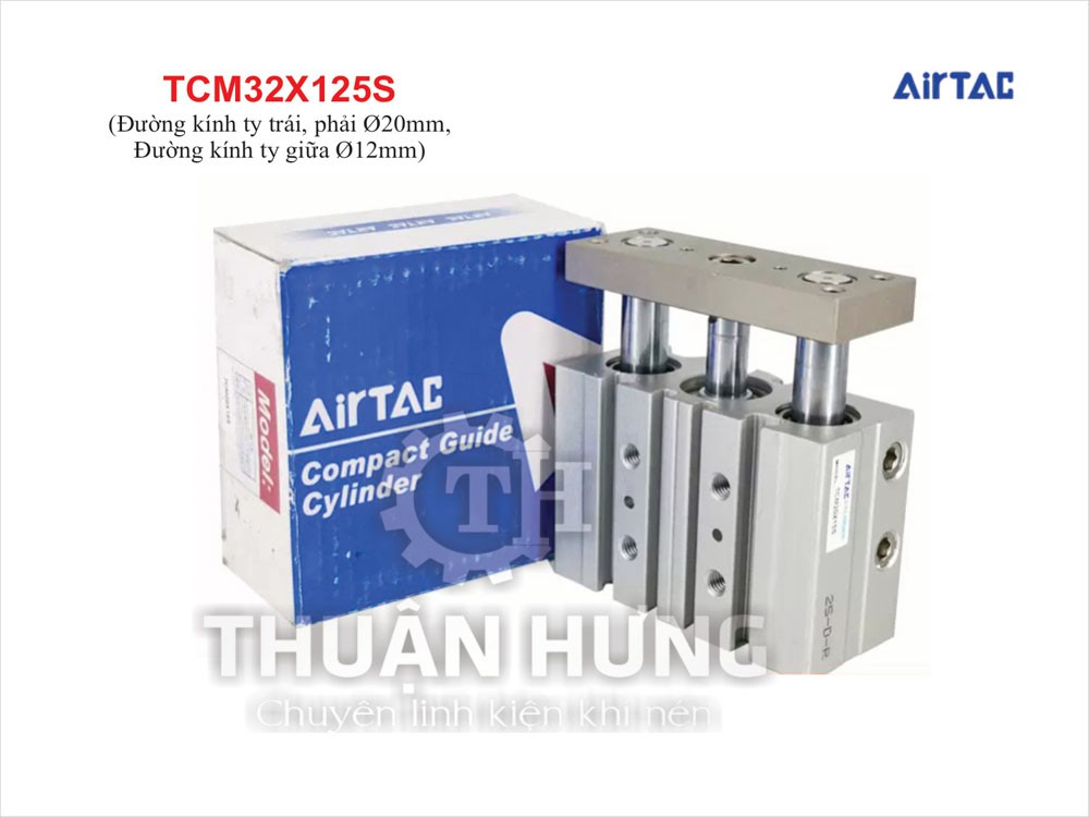 Xi Lanh Khí Nén AIRTAC TCM32x125S (Ben Hơi 3 Ty Phi 32mm x Hành Trình 125mm)