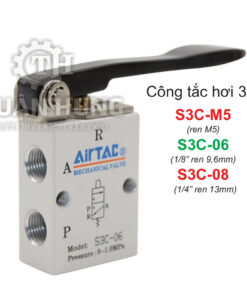 Công tắc hơi 3/2 Airtac S3C-M5, S3C-06, S3C-08