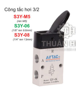 Công tắc hơi 3/2 Airtac S3Y-M5, S3Y-06, S3Y-08