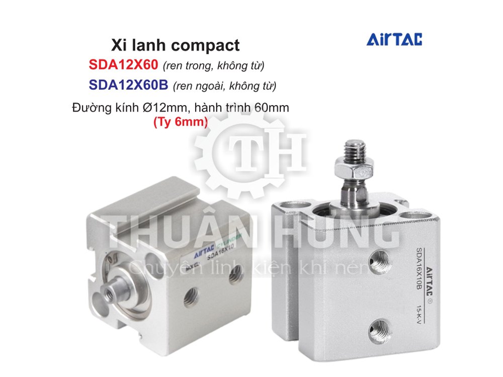 Xi lanh compact Airtac SDA12X60 và SDA12X60B
