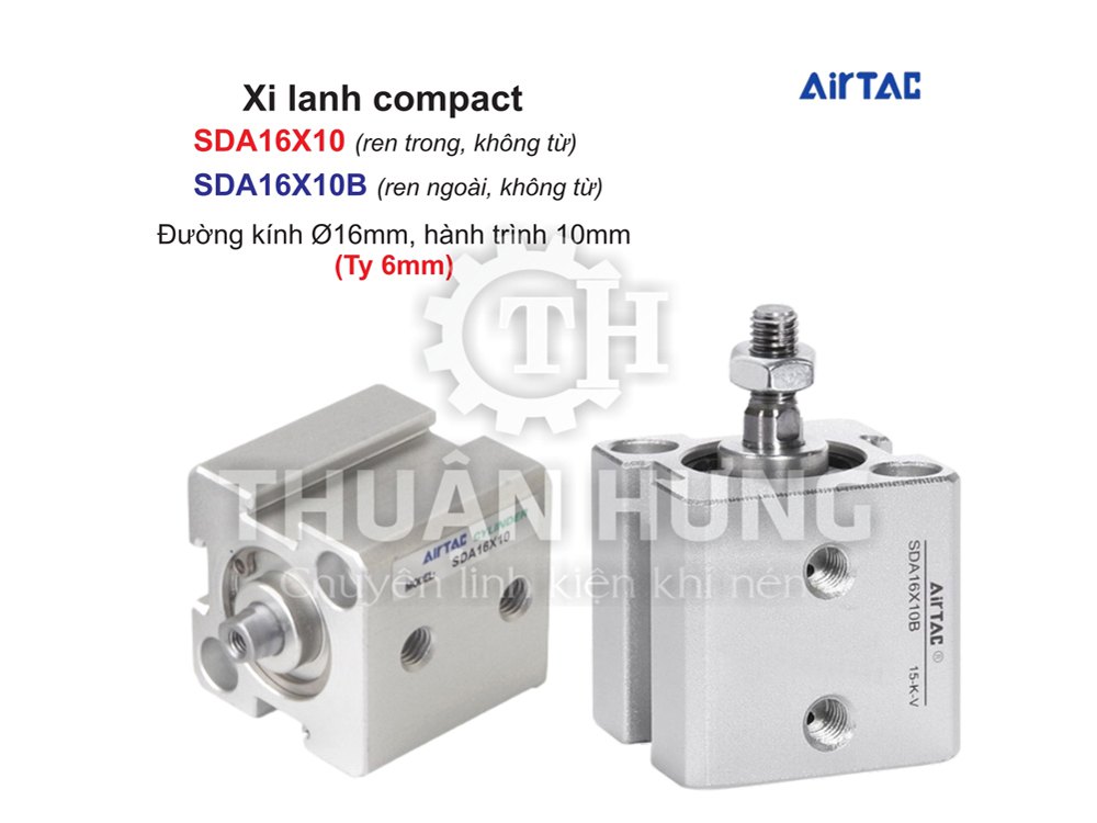 Xi lanh compact Airtac SDA16X10 và SDA16X10B