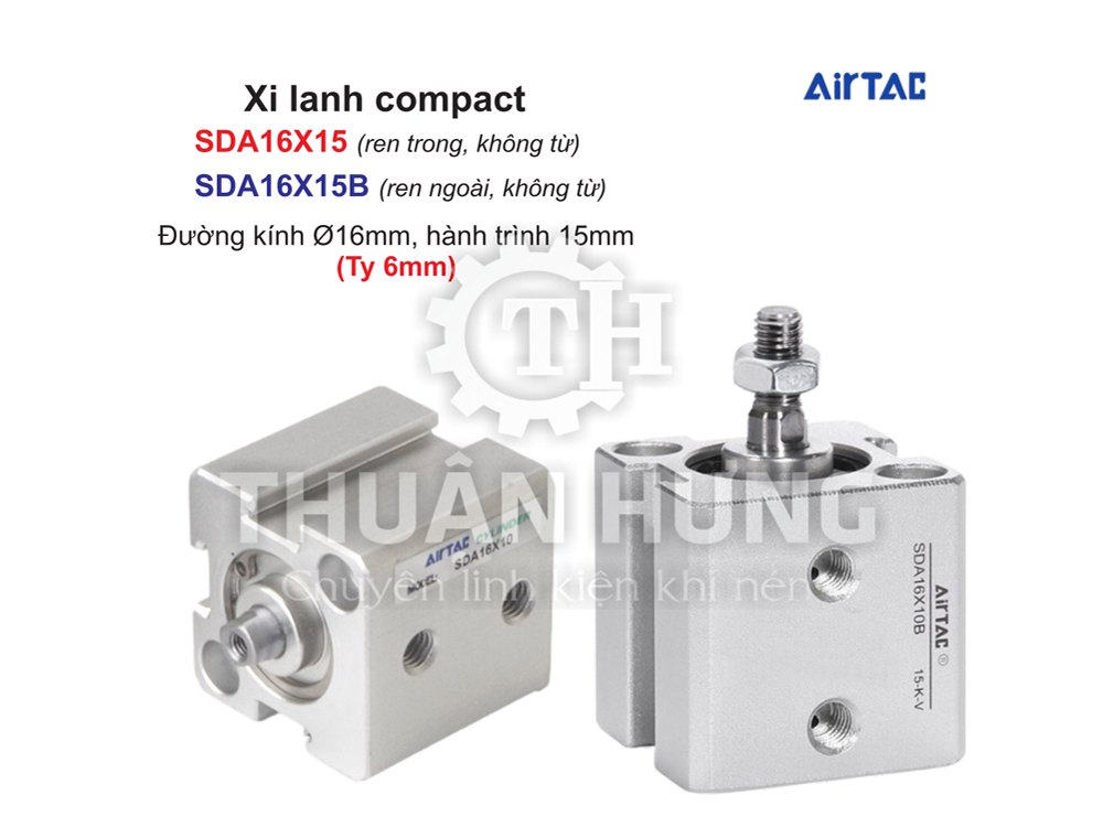 Xi lanh compact Airtac SDA16X15 và SDA16X15B