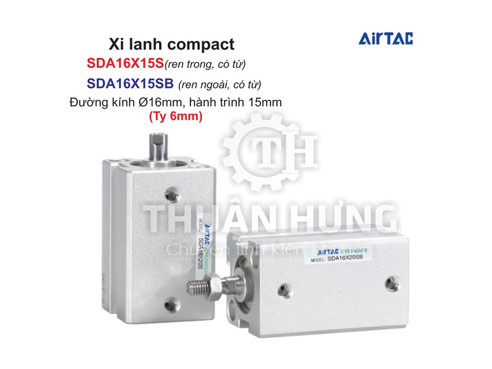 Xi lanh compact Airtac SDA16X15S và SDA16X15SB