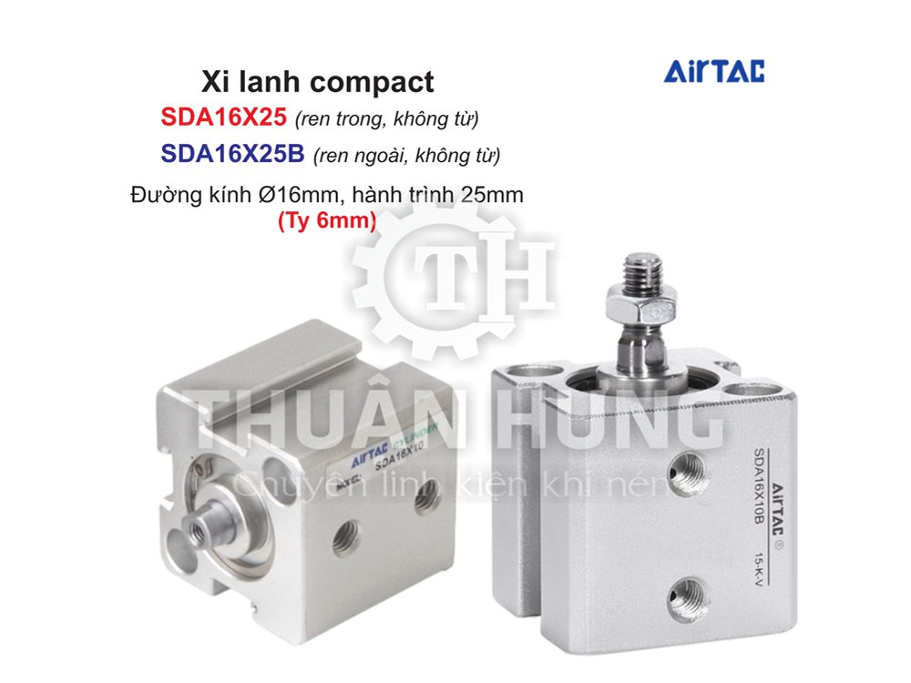 Xi lanh compact Airtac SDA16X25 và SDA16X25B