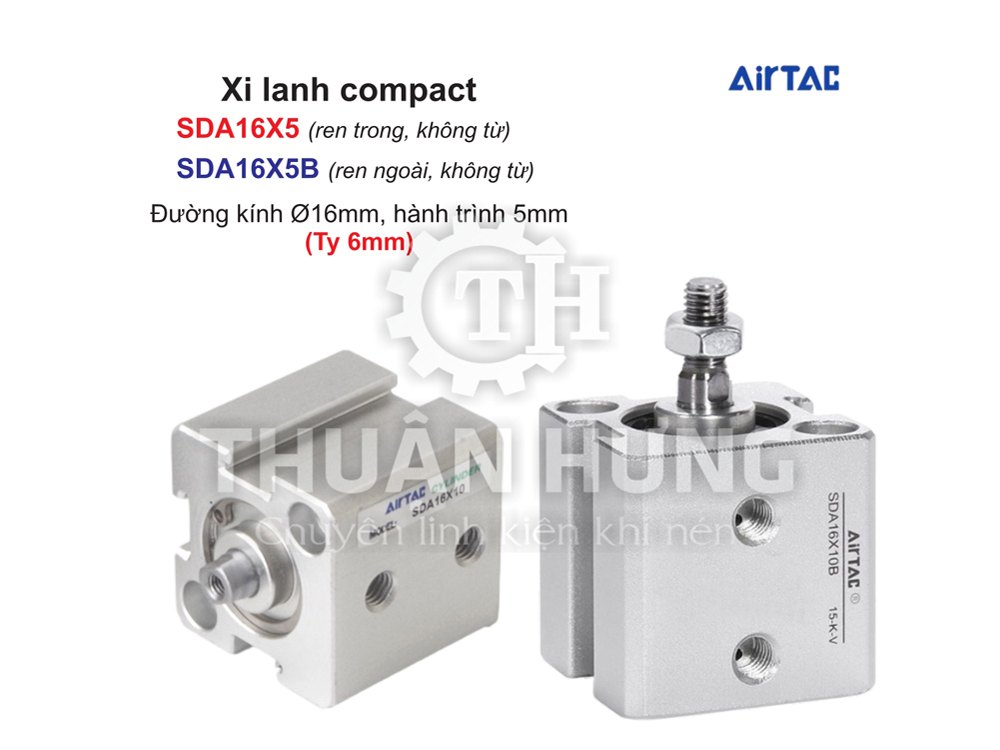 Xi lanh compact Airtac SDA16X5 và SDA16X5B