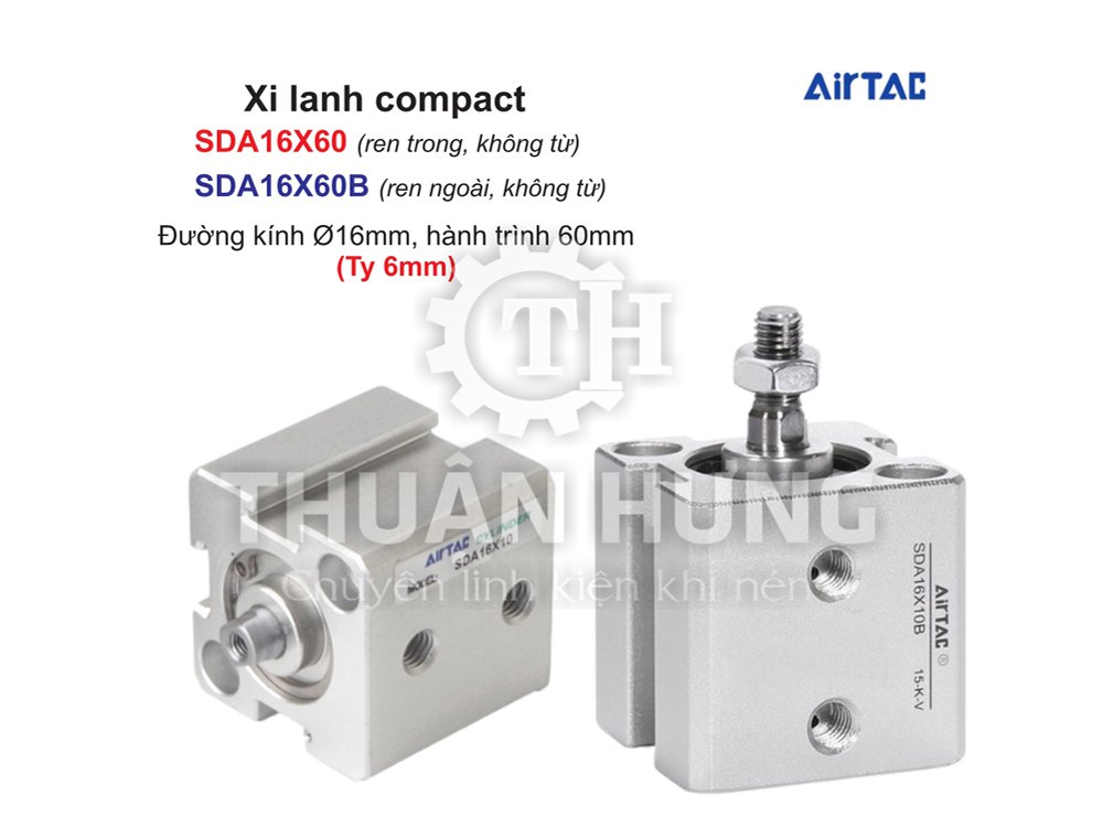 Xi lanh compact Airtac SDA16X60 và SDA16X60B