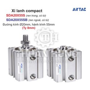 Xi lanh compact Airtac SDA20X55S và SDA20X55SB