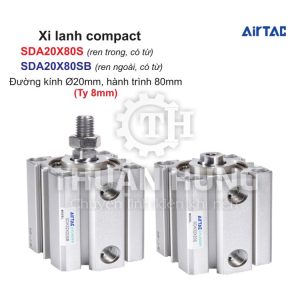 Xi lanh compact Airtac SDA20X80S và SDA20X80SB
