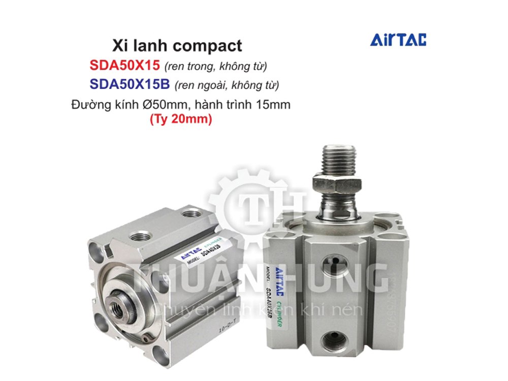 Xi lanh compact Airtac SDA50X15 và SDA50X15B