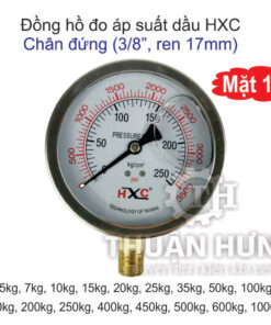 Đồng hồ đo áp suất có dầu HXC mặt 100, chân đứng ren 17mm