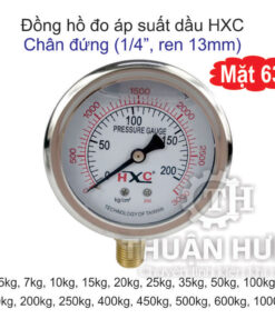 Đồng hồ đo áp suất có dầu HXC mặt 63, chân đứng ren 13mm