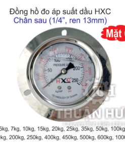Đồng hồ đo áp suất dầu HXC mặt 63, chân sau ren 13mm