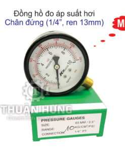 Đồng hồ đo áp suất hơi KK mặt 63, chân đứng ren 13mm