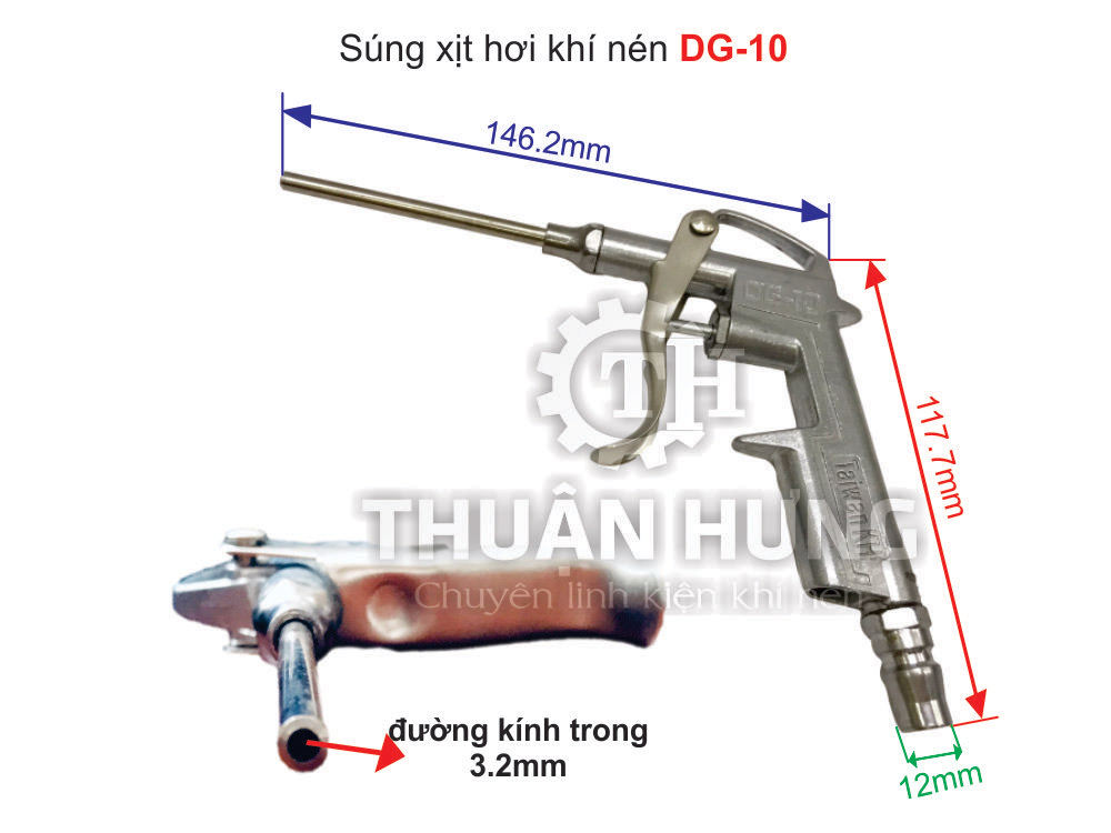Kích thước súng xịt hơi taiwan DG-10