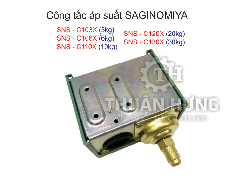 Mặt sau công tắc áp suất Saginomiya SNS-C103X, SNS-C106X, SNS-C110X, SNS-C120X, SNS-C130X