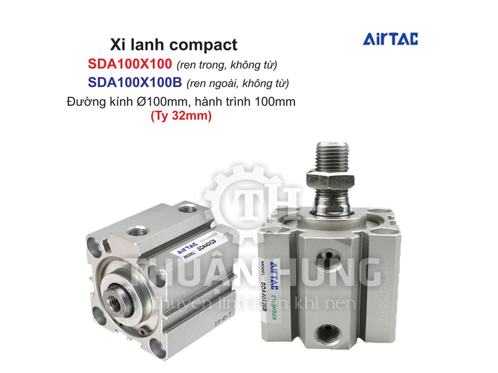 Xi lanh compact Airtac SDA100X100 và SDA100X100B