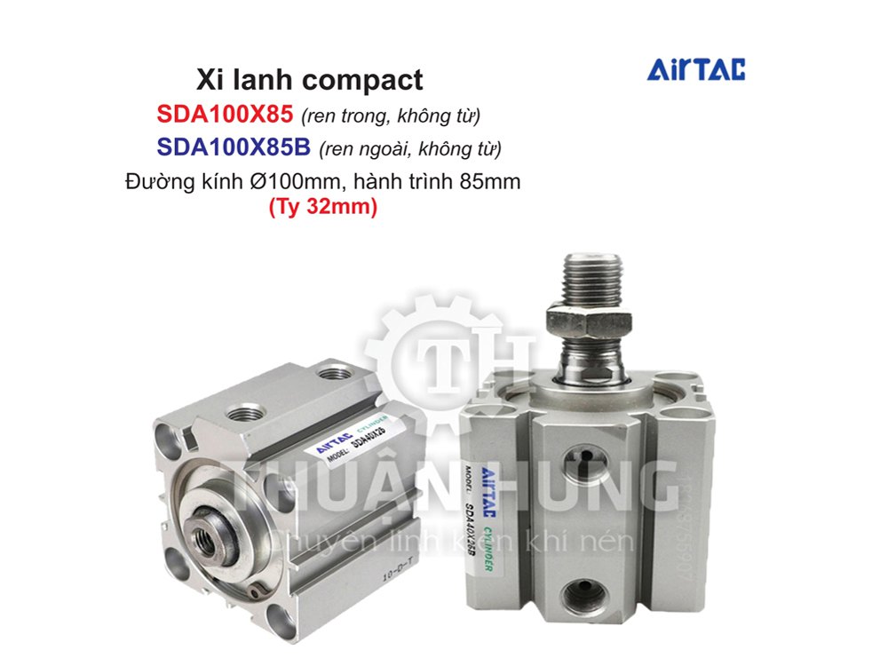 Xi lanh compact Airtac SDA100X85 và SDA100X85B