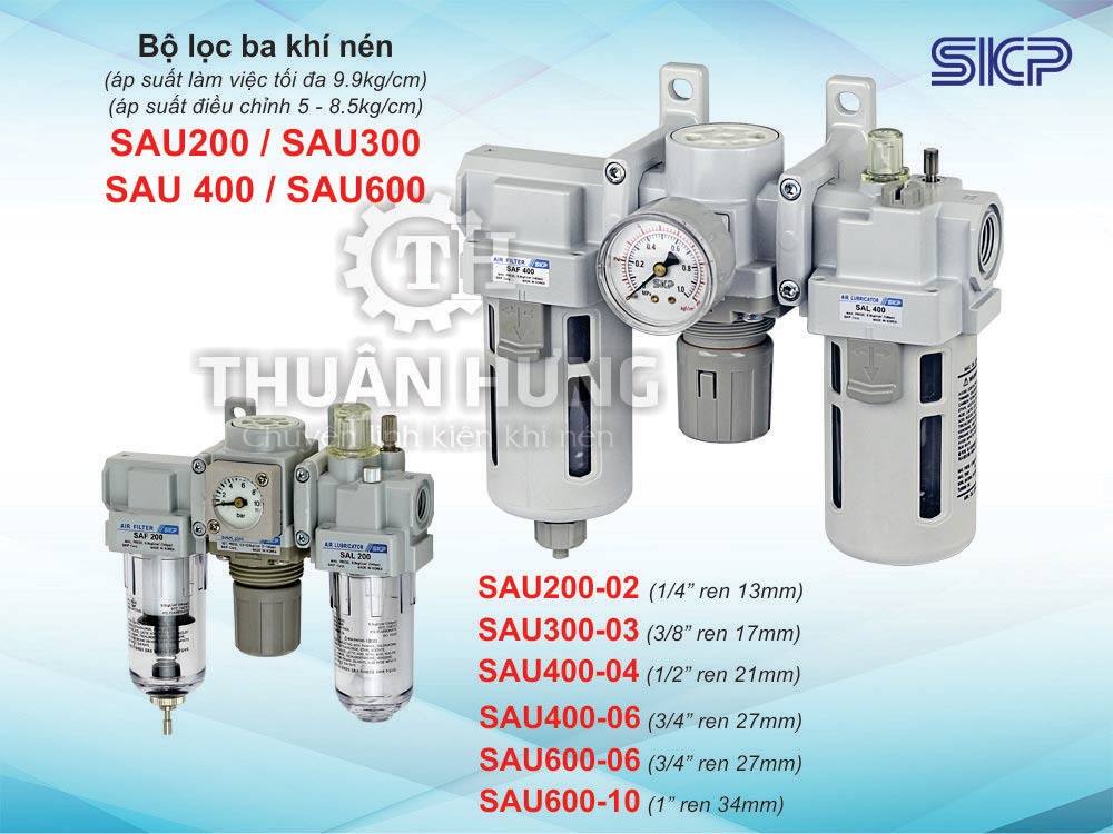 Bộ lọc ba khí nén SKP SAU400-04, ren 21