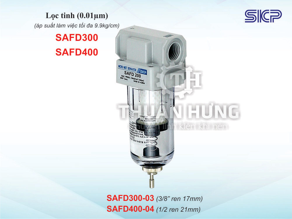 Bộ lọc tinh khí nén SKP SAFD400-04 (khả năng lọc 0.01µm, ren 21)