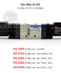 Mặt trước van điện từ khí nén KCC KS210D, ren 9,6