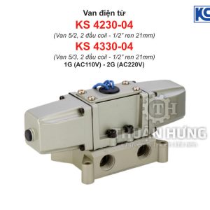 Van điện từ khí nén 5/2 KCC KS4230-04, ren 21