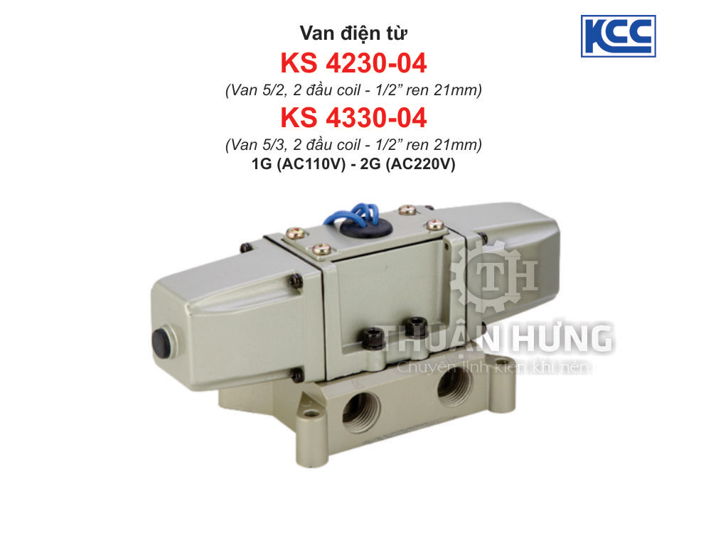 Van điện từ khí nén 5/2 KCC KS4230-04, ren 21