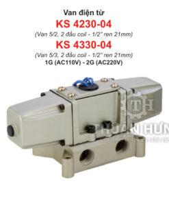 Van điện từ khí nén 5/3 KCC KS4330-04, ren 21