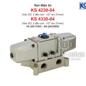 Van điện từ khí nén 5/3 KCC KS4330-04, ren 21