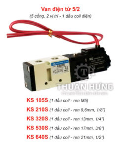Van điện từ khí nén 5/2 KCC KS105S, ren M5
