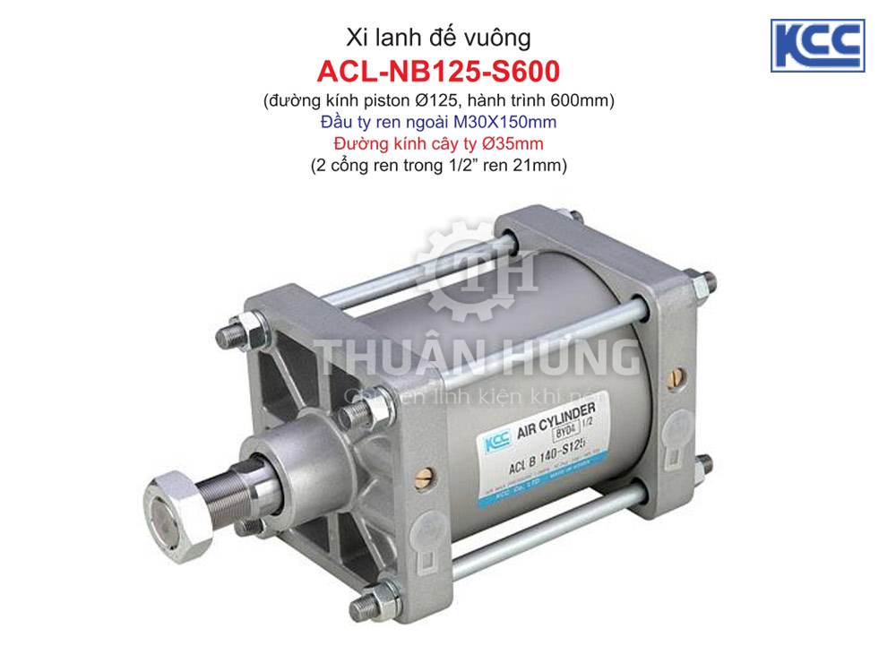 Xi lanh khí nén KCC ACL-NB125-S600 (đường kính Piston 125mm x hành trình 600mm)