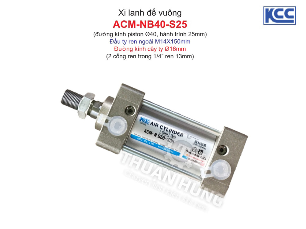 Xi lanh khí nén KCC ACM-NB40-S25 (đường kính Piston 40mm x hành trình 25mm)