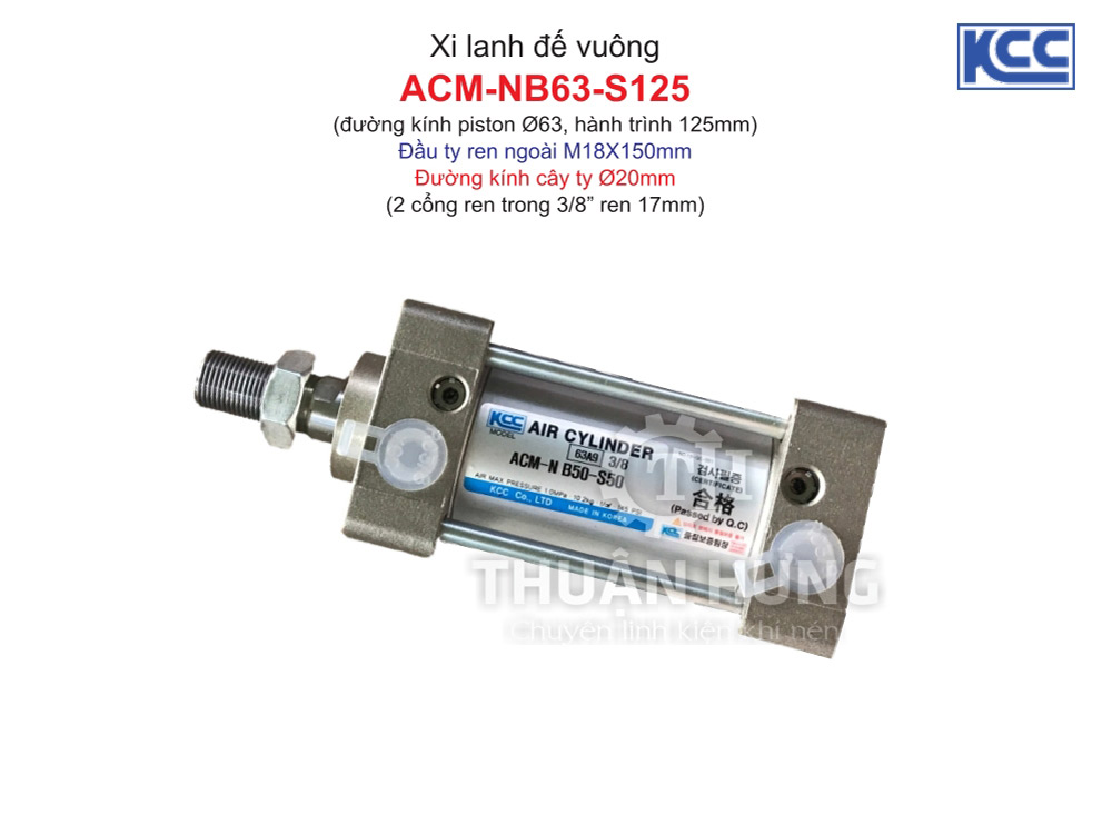 Xi lanh khí nén KCC ACM-NB63-S125 (đường kính Piston 63mm x hành trình 125mm)