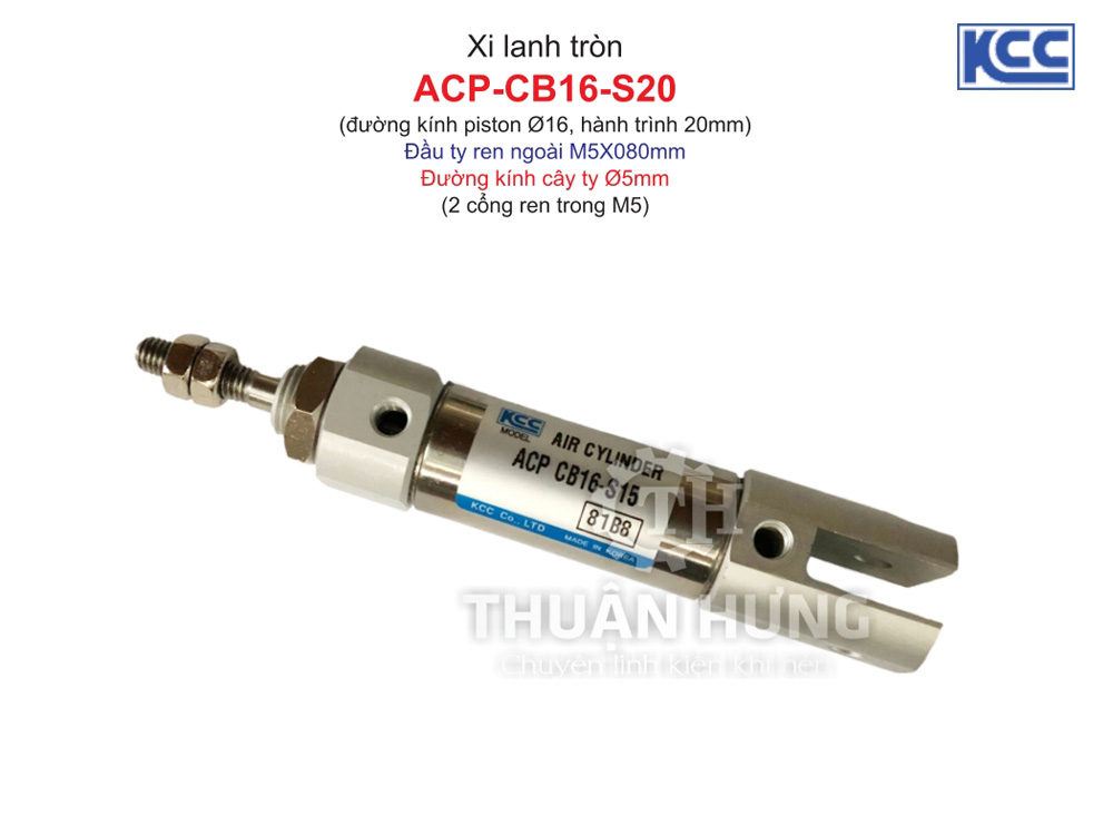 Xi lanh khí nén KCC ACP-CB16-S20 (đường kính Piston 16mm x hành trình 20mm)