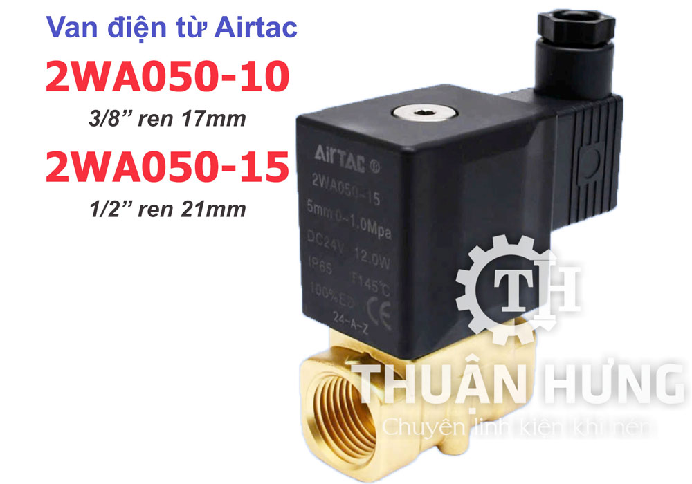 Mặt trước van điện từ Airtac 2WA050-10 và 2WA050-15