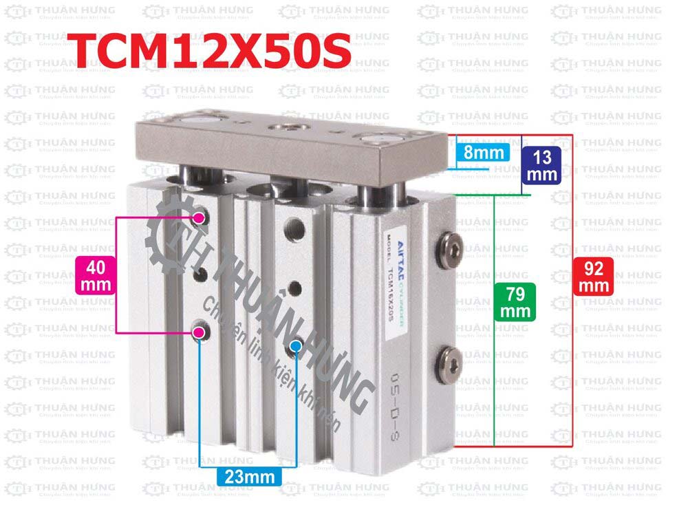 kich-thuoc-xi-lanh-khi-nen-airtac-tcm12x50s Kích thước ben hơi khí nén Airtac TCM12X50S